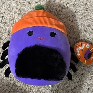 Squishmallows Kiko Halloween Purple Spider with Orange Hat Plush Toy